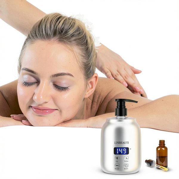 LINBEAUTI Massage Oil Warmer Silver 2 Piece Set-5